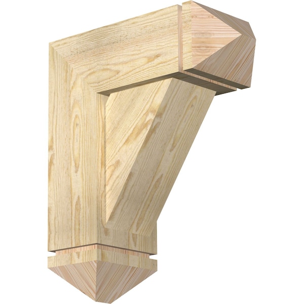 Ekena Millwork Traditional Arts and Crafts Rough Sawn Bracket w/ Offset Brace, Douglas Fir, 8"W x 20"D x 24"H BKT0806X20X24TRA03RDF - main